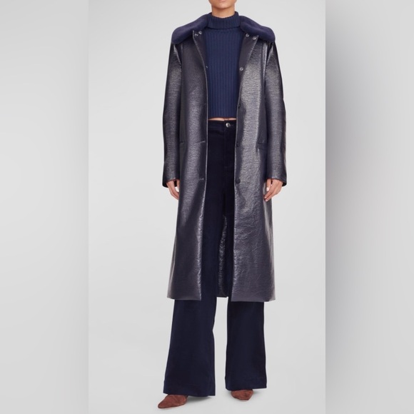 STAUD Jackets & Blazers - Staud ‘Varnishes’ Patent Vegan Leather Navy Women’s Coat